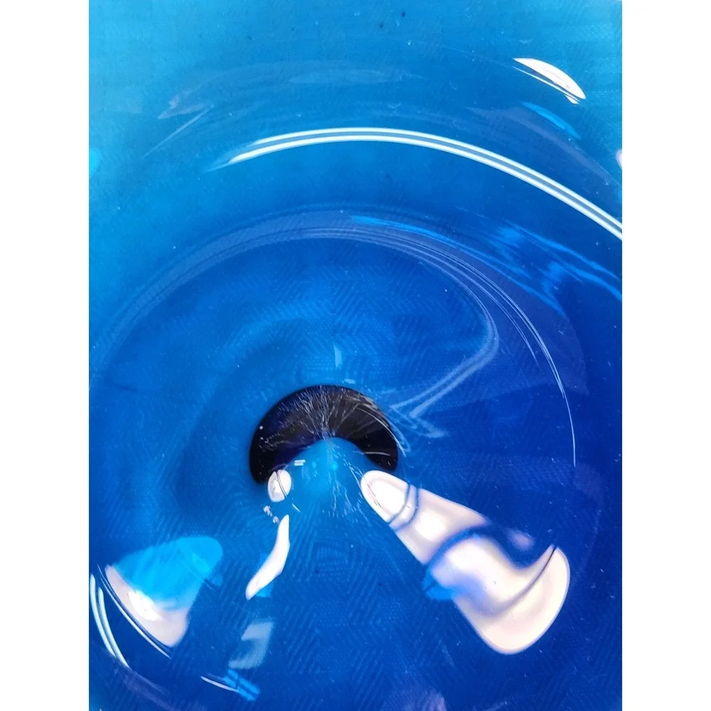 Ikea Stockholm Blue Wave Blown Glass Bowl - 11 .5